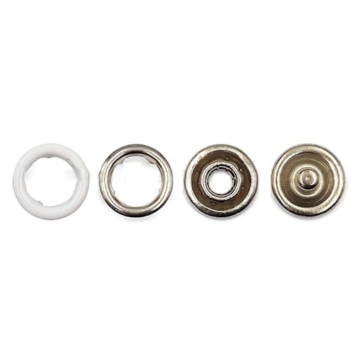 10–50 Sets 7,5/9,5/11 mm Metallzinken-Druckknopf-Ringnietenverschlüsse für Kleidung, Kleidungsstücke, Nähtaschen, Schuhe-Weiß-11 mm, 10 Stück von LEQIJK