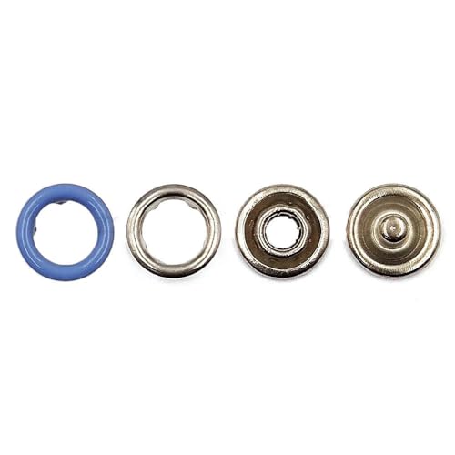 10–50 Sets 7,5/9,5/11 mm Metallzinken-Druckknopf-Zinken-Druckknopf-Ringnieten-Verschlüsse für Kleidung, Kleidungsstücke, Nähtaschen, Schuhe-Blau-9,5 mm, 50 Stück von LEQIJK