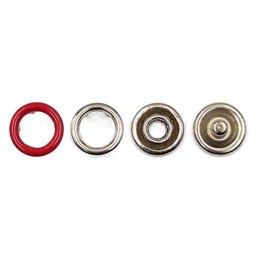 10–50 Sets 7,5/9,5/11 mm Metallzinken-Druckknopf-Zinken-Druckknopf-Ringnieten-Verschlüsse für Kleidung, Kleidungsstücke, Nähtaschen, Schuhe-Rot-7,5 mm, 10 Stück von LEQIJK