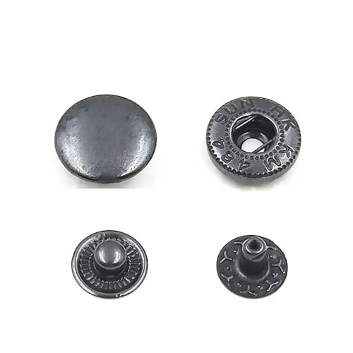 10 Sets 201/203/831/633/655 Druckknöpfe Metalldruckknöpfe Druckknöpfe zum Nähen von Kleidung, Kleidersäcken, Schuhen, Lederhandwerk-Schwarznickel A-20 mm von LEQIJK