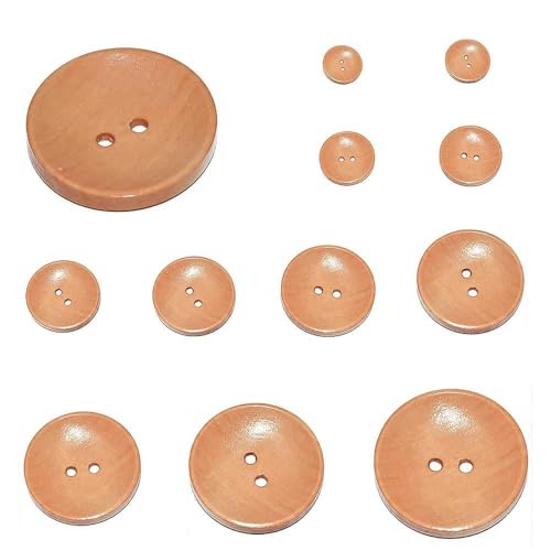 10 Stück 30 Stück 10 mm – 40 mm runde Anzugdekor-Paspelierungsknöpfe aus Holz zum Selbernähen, Scrapbooking, Basteln für Kleidung, handgefertigter Holzknopf-MT332-Durchmesser 13,0 m von LEQIJK