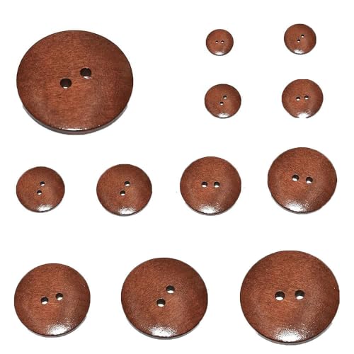 10 Stück 30 Stück 10 mm – 40 mm runde Anzugdekor-Paspelierungsknöpfe aus Holz zum Selbernähen, Scrapbooking, Basteln für Kleidung, handgefertigter Holzknopf-MT340-Durchmesser 13,0 m von LEQIJK