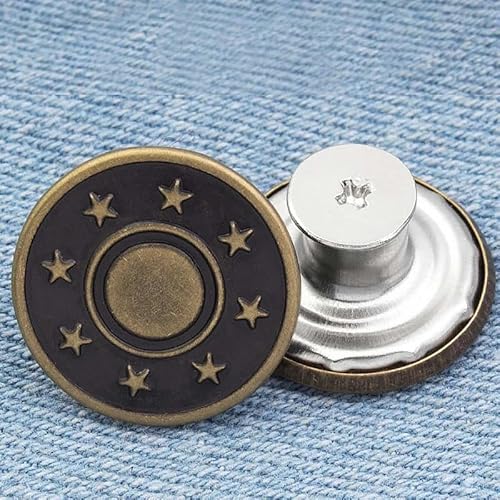 10 Stück Ersatz-Jeansknöpfe, 20 mm, 17 mm, sofort nähefreie Metallknöpfe für Hosen, mit Reparatur-Kombigewinde, Nieten und Schraubendreher, 10–17 mm von LEQIJK