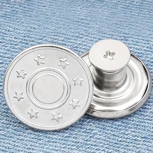 10 Stück Ersatz-Jeansknöpfe, 20 mm, 17 mm, sofort nähefreie Metallknöpfe für Hosen, mit Reparatur-Kombigewinde, Nieten und Schraubendreher, 20–17 mm von LEQIJK