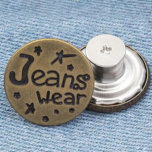 10 Stück Ersatz-Jeansknöpfe, 20 mm, 17 mm, sofort nähefreie Metallknöpfe für Hosen, mit Reparatur-Kombigewinde, Nieten und Schraubendreher, 4–17 mm von LEQIJK