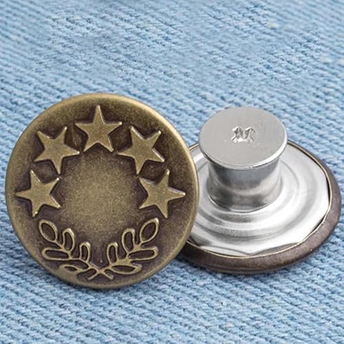 10 Stück Ersatz-Jeansknöpfe, 20 mm, 17 mm, sofort nähefreie Metallknöpfe für Hosen, mit Reparatur-Kombigewinde, Nieten und Schraubendreher, 6–17 mm von LEQIJK