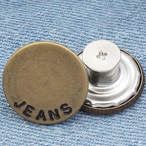 10 Stück Ersatz-Jeansknöpfe, 20 mm, 17 mm, sofort nähefreie Metallknöpfe für Hosen, mit Reparatur-Kombigewinde, Nieten und Schraubendreher, 7–17 mm von LEQIJK