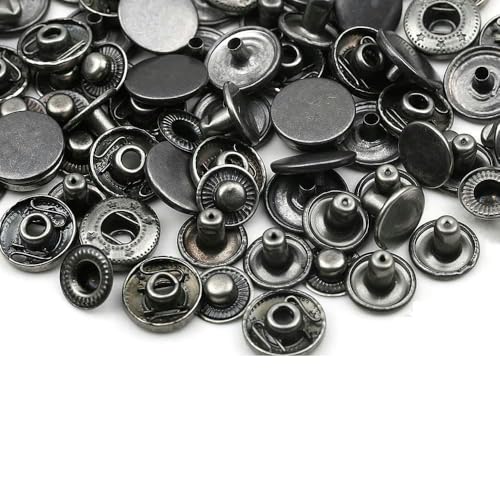 10 mm 12,5 mm 15 mm Metalldruckknöpfe Nähzubehör Botones Druckknopf für Kleidungsjacken Lederdruckknöpfe-633SD-Gun Black-20Sets von LEQIJK