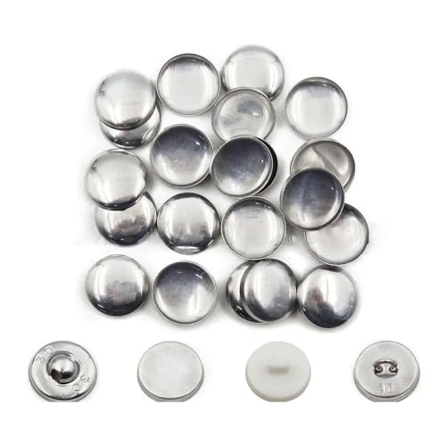 100 Sets Nr. 16–60 Überzogene Knöpfe, Stoffknöpfe, runde Stoffknöpfe in Brotform, für handgefertigte DIY-Stoffaccessoires, L20 (1,15 cm), Rückseite aus Aluminium von LEQIJK