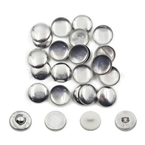 100 Sets Nr. 16–60 Überzogene Knöpfe, Stoffknöpfe, runde Stoffknöpfe in Brotform, für handgefertigte DIY-Stoffaccessoires, L60 (3,75 cm), Rückseite aus Aluminium von LEQIJK