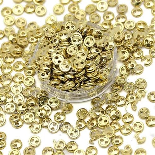 100 Stück 3/4/5 mm Mini-Metallknöpfe für DIY-Puppenkleidung, runde Schnallen, 2 Löcher, handgefertigte Kartenherstellung, Scrapbooking-Knöpfe zum Nähen-Gold-4,0 mm von LEQIJK