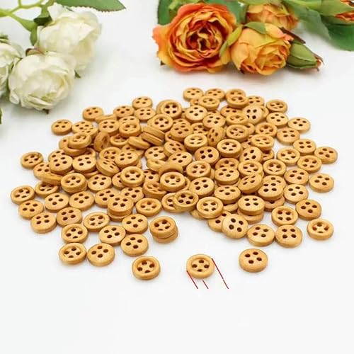 100 Stück oder 200 Stück/Los Mix 8 Formen gemischte Miniknöpfe für Puppenhandwerk Scrapbooking kleine Holzknöpfe 9 mm - 10 mm DIY Handwerk-10 mm 4 h qianka-100 Stück von LEQIJK