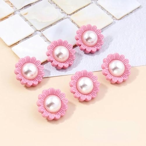 18 mm Sonnenblumen-Ösenknopf, Blumen-Harzknöpfe für DIY-Kleidung, Hemd, Pullover, Kleid, Mantel, Nähzubehör, Botones-Rosa Perle-18 MM, 10 Stück von LEQIJK