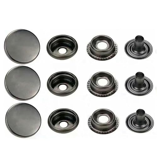 20/50/100 Sets Nr. 201 Nr. 203 Druckknöpfe aus Metall, Druckknöpfe, Nähknöpfe für DIY-Kleidung, Kleidersäcke, Lederhandwerk, Pistolenschwarz, 100 Sets 15 mm (201) von LEQIJK