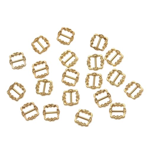 20 Stück 3,5/7 mm Mini-Tri-Glide-Schnalle, ultrakleine Gürtelschnalle aus Metall für Puppentaschen, Schuhe, Bastelknöpfe, DIY-Puppenkleidungszubehör, 3,5 cm, Gold von LEQIJK