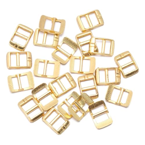 20 Stück 4,0 mm Mini-Gürtelschnallen für Puppen, ultrakleine dreigleitende Gürtelknöpfe, Puppentaschen-Schnallen, DIY-Puppenkleidungszubehör, Schuhzubehör, Gold von LEQIJK