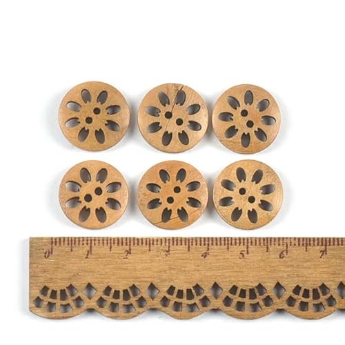 20 Stück Vintage 2 Löcher Holzknöpfe für Kleidungsstück Nähzubehör DIY Handwerk Scrapbook Verzierung handgemachte Dekor 18-25mm C-03234-1 von LEQIJK