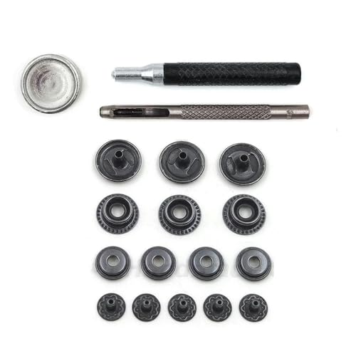 25er-Set 201/203 Druckknöpfe, Metalldruckknöpfe, optionale Installationswerkzeuge für Stoff, Kleidersäcke, Schuhe, Lederhandwerk, schwarzes Nickel-Set B-12,5 mm (203) von LEQIJK