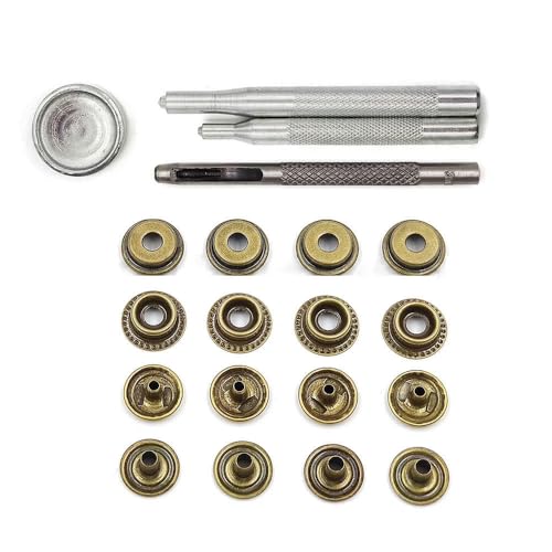 25er Set 201/203 Druckknöpfe Metalldruckknöpfe Optionale Installationswerkzeuge für Stoff, Kleidersäcke, Schuhe, Lederhandwerk, Kupfer mit Werkzeug, 17 mm (201) von LEQIJK