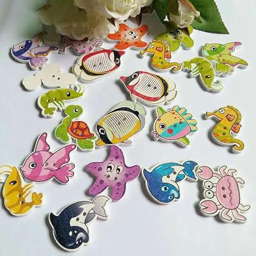 30/50 Stück/Paket Großhandel Cartoon Flatback Holzknöpfe für Handwerk DIY Scrapbooking Nähen Handwerk L-1-Stil 36 40 Stück von LEQIJK