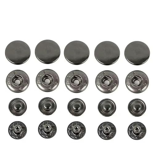 50/100 Sets 655/633/831 Metall-Druckknöpfe Druckknöpfe Nähknopf für DIY-Kleidung Kleidersäcke Lederhandwerk-Gun Black-50Sets 12,5 mm (633) von LEQIJK