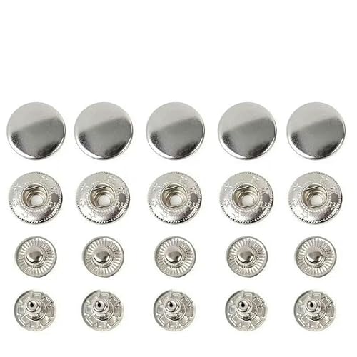 50/100 Sets 655/633/831 Metall-Druckknöpfe Druckknöpfe Nähknopf für DIY-Kleidung Kleidersäcke Lederhandwerk-Silber-100Sets 15 mm (831) von LEQIJK