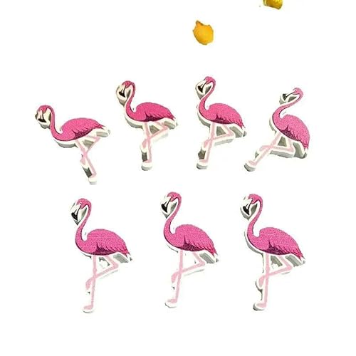 50 Stück/Los, gemischte Holzknöpfe ohne Löcher für Bastelarbeiten, Flamingo-Muster, Nähen und Scrapbooking, 35 x 22 mm, Nähzubehör, Mix von LEQIJK