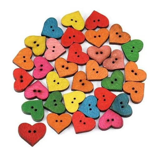 50 Stück 15 x 12 mm roter Herzknopf für Kinder 2-Löcher dekorative Holzknöpfe für Kleidung Nähzubehör Scrapbooking Basteln DIY-2 von LEQIJK