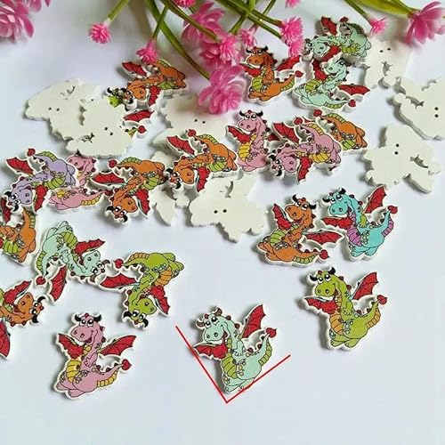 50 teile/los Dekoration cartoon dinosaurier tasten 2 Löcher Bekleidungs Zubehör Holzknöpfe Nähen DIY Scrapbooking-Stil 2 von LEQIJK