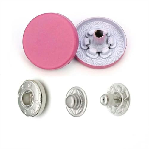 Bunte 831 Druckknöpfe aus Metall, Nähknöpfe für Lederhandwerk, Taschen, Kleidung, Mäntel, Jacken, H102 Pink-831 Silber, 36er-Set von LEQIJK