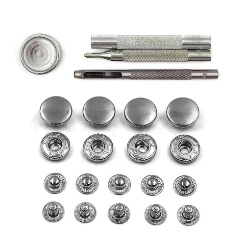 Druckknöpfe aus Metall, Druckknopfnieten, optionales Installationswerkzeug-Set für Lederwaren, Kleidung, Kleidersäcke, Schuhe, Gunblack mit Werkzeug, 20 mm (831), 50 Stück von LEQIJK