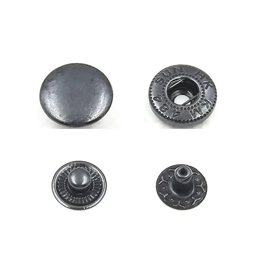 Druckknöpfe aus Metall, Druckknopfnieten, optionales Installationswerkzeug-Set für Lederwaren, Kleidung, Kleidersäcke, Schuhe, Schwarznickel, ohne Werkzeug, 10 mm (655), 50 Stüc von LEQIJK