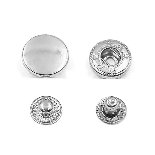 Druckknöpfe aus Metall, Druckknopfnieten, optionales Installationswerkzeug-Set für Lederwaren, Kleidung, Kleidersäcke, Schuhe, Silber, ohne Werkzeug, 17 mm (831), 50 Stück von LEQIJK