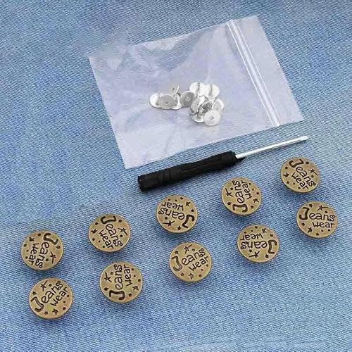 Ersatzknöpfe für Jeans, 17 mm, ohne Nähen, Reparaturset für Metallknöpfe, ohne Nägel, abnehmbare Jeansknöpfe, Set mit Nähzubehör, Stil 7, 10 Stück von LEQIJK