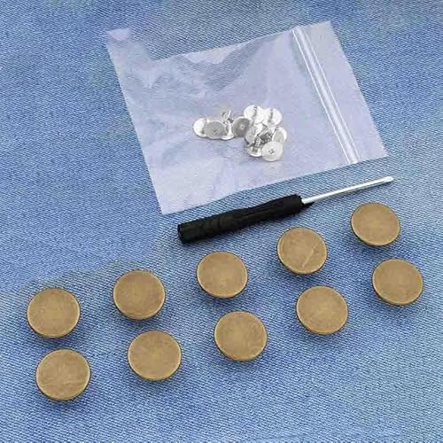 Ersatzknöpfe für Jeans, 17 mm, ohne Nähen, Reparaturset für Metallknöpfe, ohne Nägel, abnehmbares Jeansknopf-Set, Nähzubehör, Stil 4, 10 Stück von LEQIJK