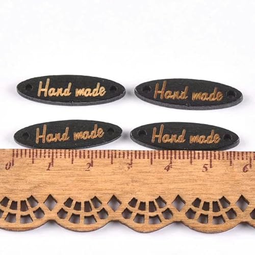 Gemischt 50 Stücke Holzknopf "Hand Made" Tags Holz Nähzubehör Für Kleidung Handgemachte Scrapbooking Handwerk DIY-mt0736 von LEQIJK