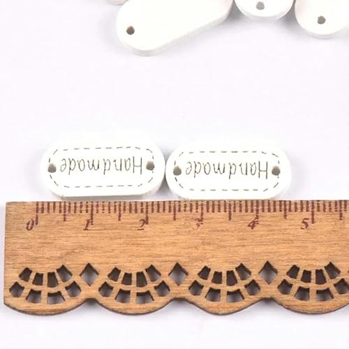 Gemischt 50 Stücke Holzknopf "Hand Made" Tags Holz Nähzubehör Für Kleidung Handgemachte Scrapbooking Handwerk DIY-mt0741 von LEQIJK