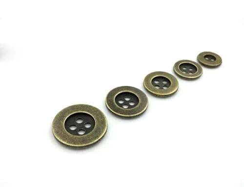 Neue Zinkmetalllegierung 10 mm/11,5 mm/12,5 mm/15 mm/18 mm/20 mm Nähknopf 50 Stück Metallknöpfe rund Antiksilber und Bronze 4 Löcher-Bronze-18 mm von LEQIJK