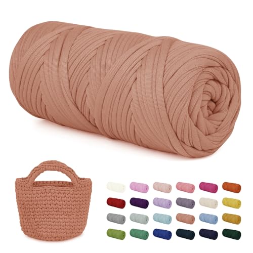 LEREATI 200g Textilgarn zum Häkeln für Körbe, Tshirt Garn zum Häkeln, Dickes Bändchengarn Ribbon T Shirt Yarn, Häkelgarn für Taschen, Häkeltaschen, Decken, Heimdekoration (Chrysantheme Rosa) von LEREATI