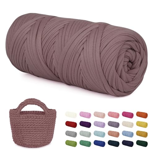 LEREATI 200g Textilgarn zum Häkeln für Körbe, Tshirt Garn zum Häkeln, Dickes Bändchengarn Ribbon T Shirt Yarn, Häkelgarn für Taschen, Häkeltaschen, Decken, Heimdekoration (Dunkles Fleischrosa) von LEREATI