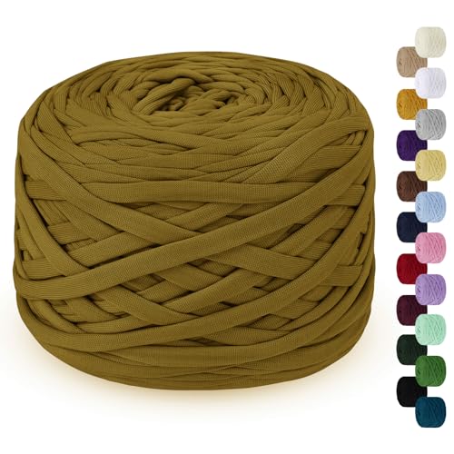 LEREATI 285g T-Shirt Garn, Textilgarn zum Häkeln für Körbe Bändchengarn Polyester Rope Garn zum Häkeln, T Shirt Garn zum Häkeln Häkelkorb Taschen Teppiche Wandbehang Makramee (Helles Kaffee) von LEREATI