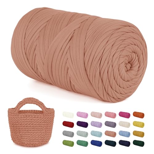 LEREATI 400g Textilgarn zum Häkeln für Körbe, Tshirt Garn zum Häkeln, Dickes Bändchengarn Ribbon T Shirt Yarn, Häkelgarn für Taschen, Häkeltaschen, Decken, Heimdekoration (Chrysantheme Rosa) von LEREATI