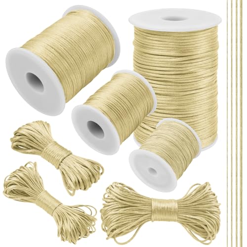 LEREATI Beige Nylonschnur 1.5mm x 100m Armband Schnur für Armbänder Satinkordel Perlenschnur Schmuckband Nylonband für Armbänder, Perlen, Halsketten, Kumihimo, Chinesischer von LEREATI