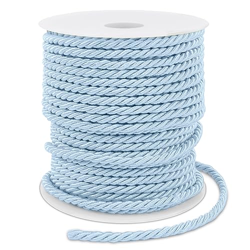 LEREATI Blau Polyester Kordel 3mm x 25m, 3-lagige Weiches Bastelseil Satin-Kordel-Besatz Dekorative gedrehte Makramee Schnur für DIY Handwerk Vorhang Krawatte Ehre Cord Geschenk Taschen von LEREATI