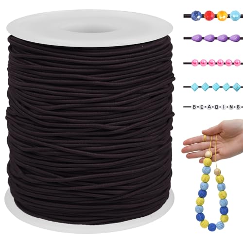 LEREATI Gummiband für Armbänder 1.2mm x 100m Perlenschnur Gummi Armband Elastische Schnur Rund Elastisches Band für Armbänder, Schmuck, Halskette, Perlen, Bastelarbeiten (Kaffee) von LEREATI