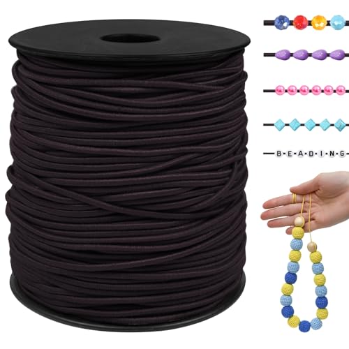 LEREATI Gummiband für Armbänder 1.5mm x 100m Perlenschnur Gummi Armband Elastische Schnur Rund Elastisches Band für Armbänder, Schmuck, Halskette, Perlen, Bastelarbeiten (Kaffee) von LEREATI