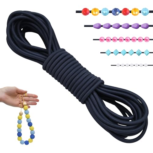 LEREATI Gummiband für Armbänder 2.5mm x 5m Perlenschnur Gummi Armband Elastische Schnur Rund Elastisches Band für Armbänder, Schmuck, Halskette, Perlen, Bastelarbeiten (Dunkelblau) von LEREATI