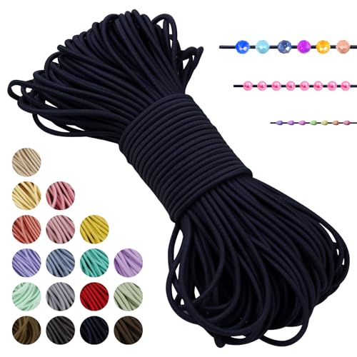 LEREATI Gummiband für Armbänder Nylonschnur 2mm x 20m Perlenschnur Rund Armband Schnur Gummi Schmuckband, Elastisches Band für Armbänder, Schmuck, Halskette, Hutgummi, DIY (Dunkelblau) von LEREATI