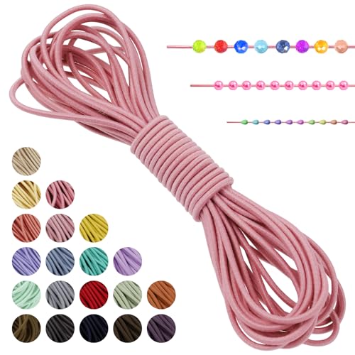 LEREATI Gummiband für Armbänder Nylonschnur 2mm x 5m Perlenschnur Rund Armband Schnur Gummi Schmuckband, Elastisches Band für Armbänder, Schmuck, Halskette, Hutgummi, DIY (Helles Rosa) von LEREATI