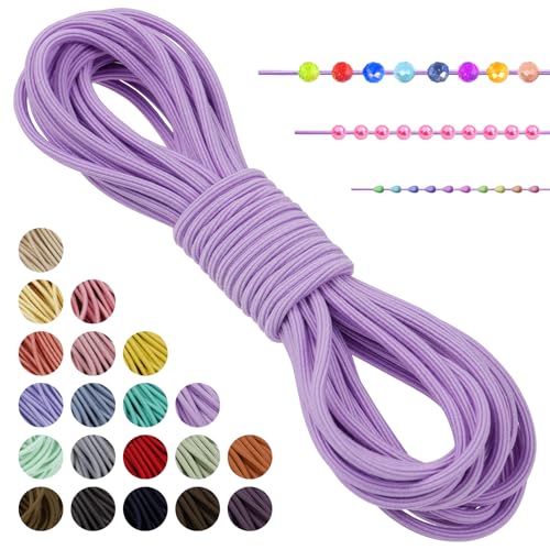 LEREATI Gummiband für Armbänder Nylonschnur 3mm x 5m Perlenschnur Achteck Armband Schnur Gummi Schmuckband, Elastisches Band für Armbänder, Schmuck, Halskette, Hutgummi, DIY (Helles Violett) von LEREATI